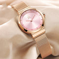 Montre milanaise or rose, cadran soleil rose